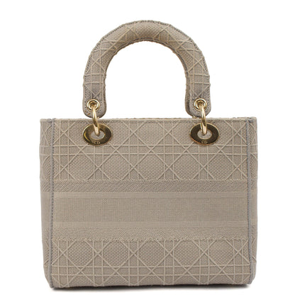Christian Dior Cross Body Lady D-lite - Medium in Grey, Fabric — Top View