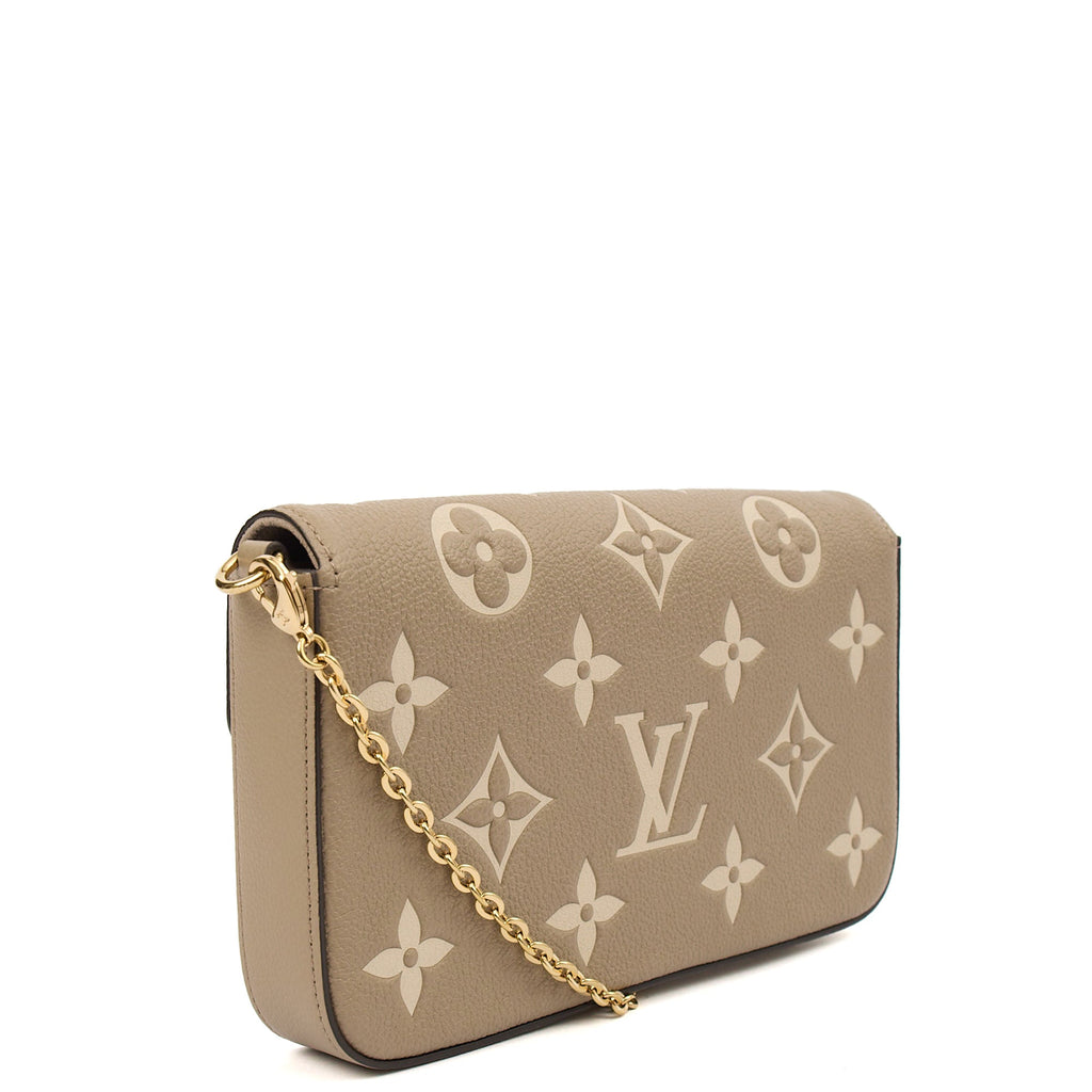 Louis Vuitton Cross Body Felicie Pochette in Grey, Empreinte Leather — Back View