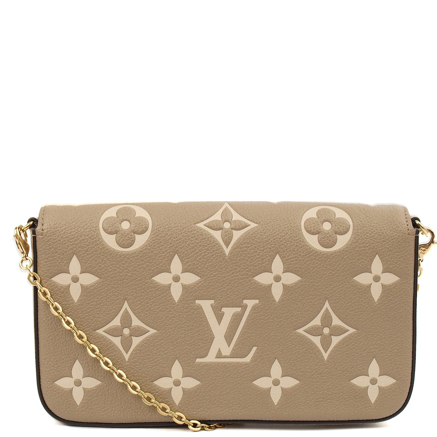 Louis Vuitton Cross Body Felicie Pochette in Grey, Empreinte Leather — Top View