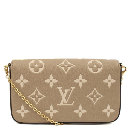 Louis Vuitton Cross Body Felicie Pochette in Grey, Empreinte Leather — Top View