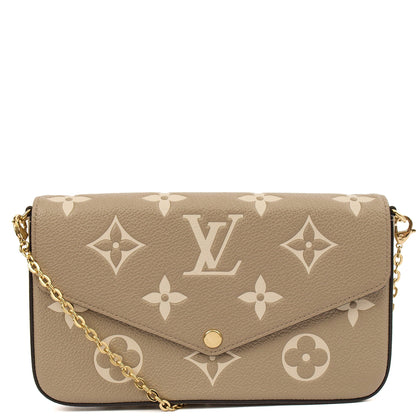 Louis Vuitton Cross Body Felicie Pochette in Grey, Empreinte Leather — Front View