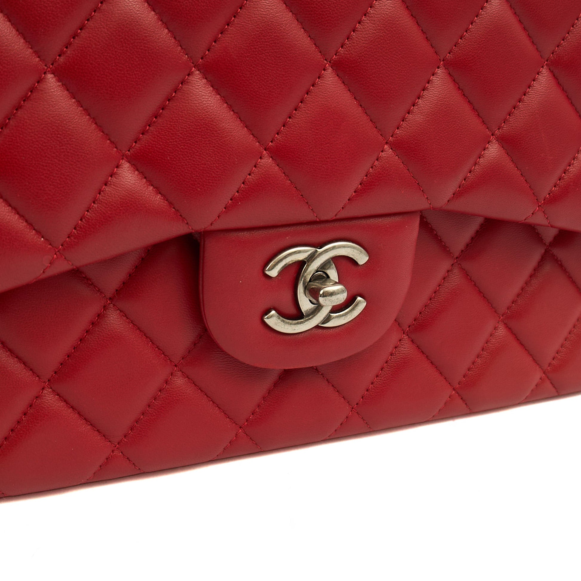 Chanel Shoulder Bag Classic Double Flap - Large in Red, Lambskin Leather — Alternate View 17