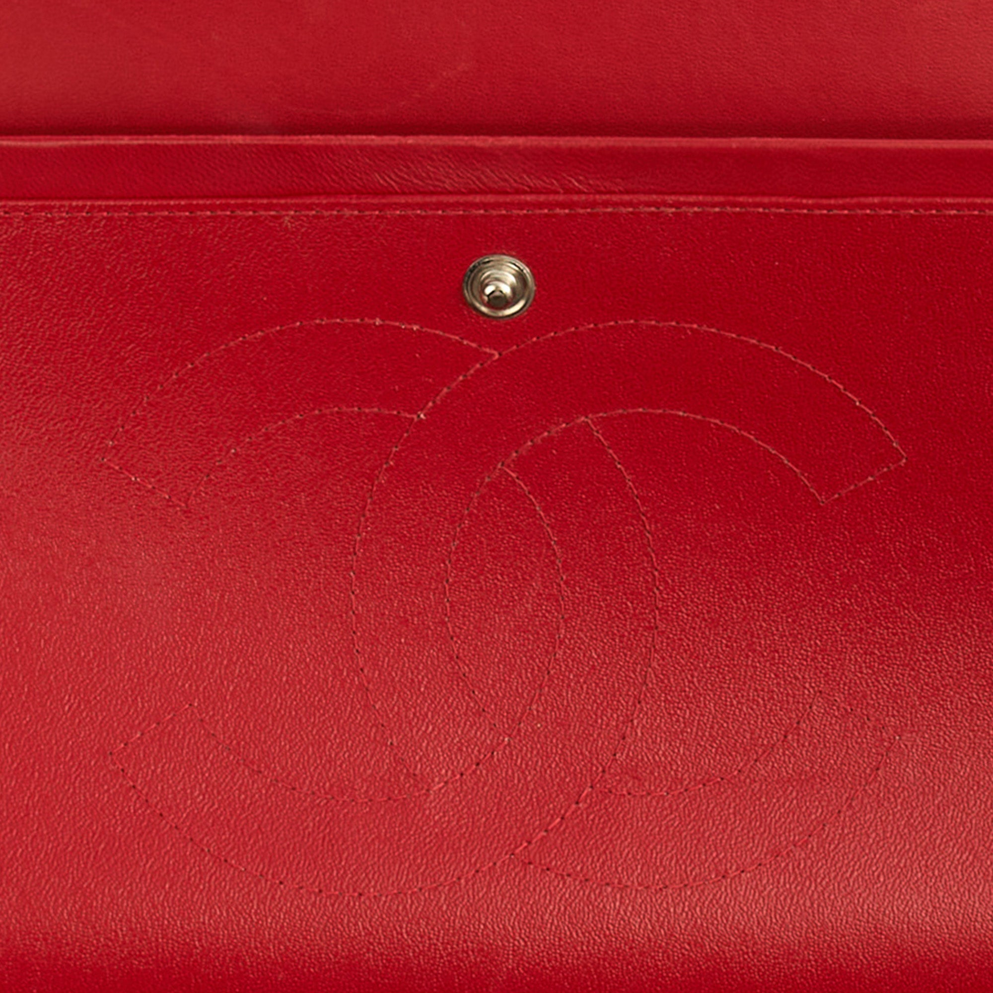 Chanel Shoulder Bag Classic Double Flap - Large in Red, Lambskin Leather — Alternate View 10