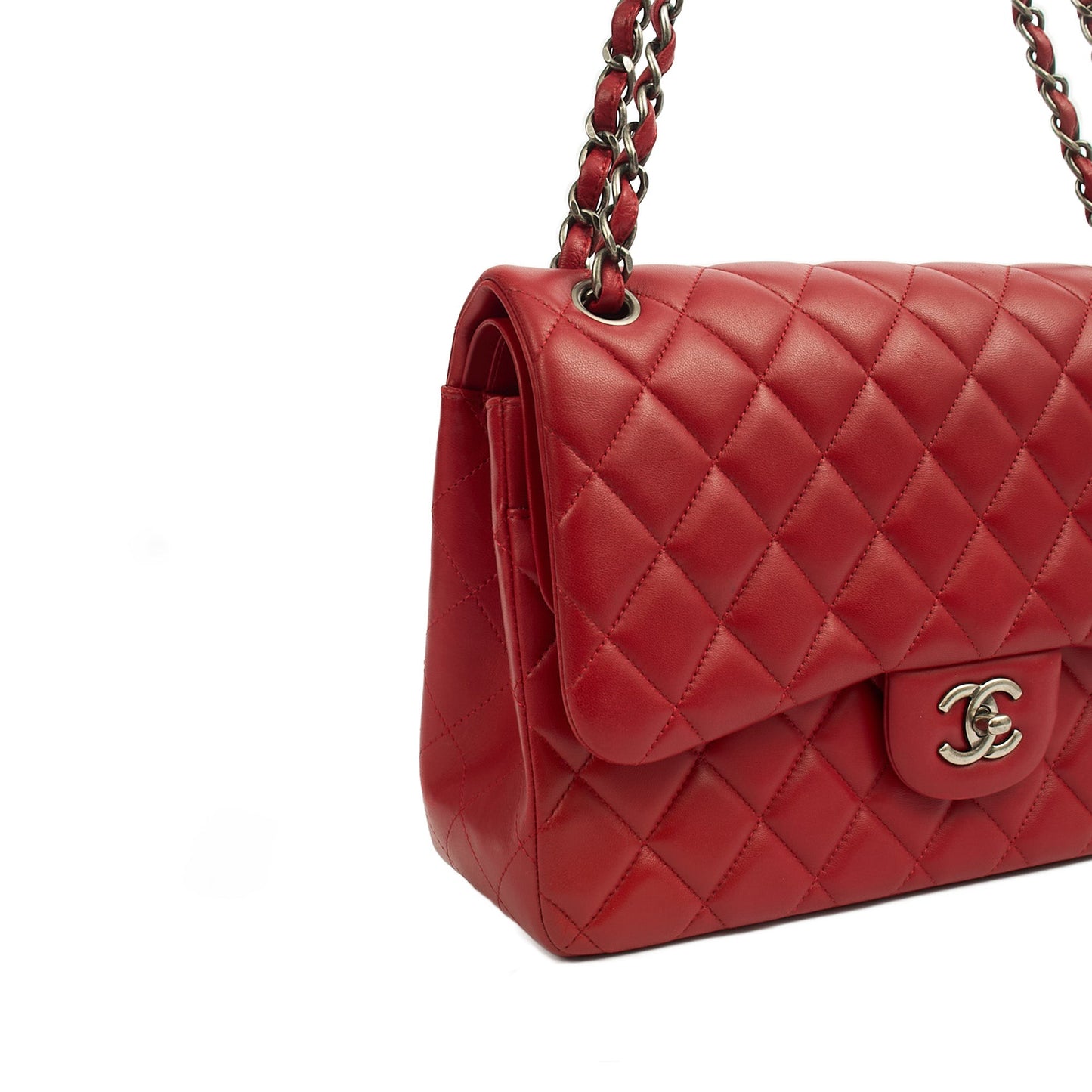 Chanel Shoulder Bag Classic Double Flap - Large in Red, Lambskin Leather — Alternate View 7