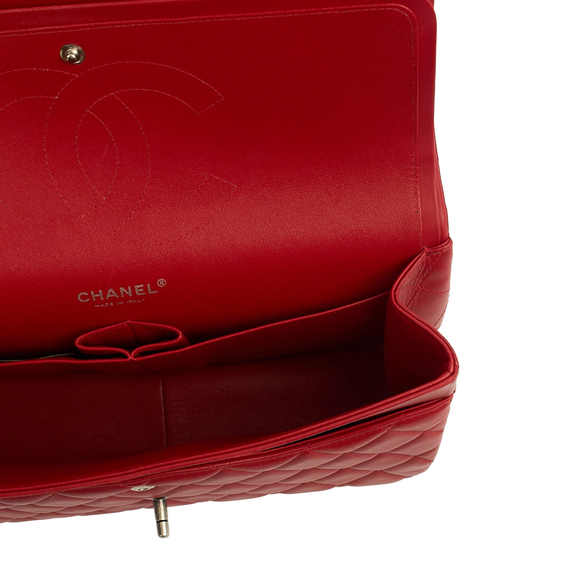 Chanel Shoulder Bag Classic Double Flap - Large in Red, Lambskin Leather — Alternate View 11