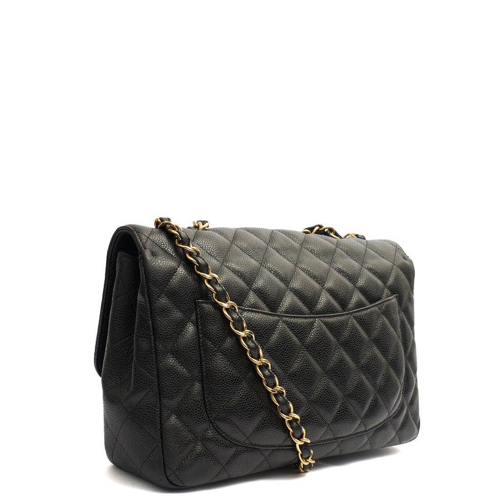 Chanel Shoulder Bag Classic Single Flap - Maxi in Black, Caviar Leather — Top View
