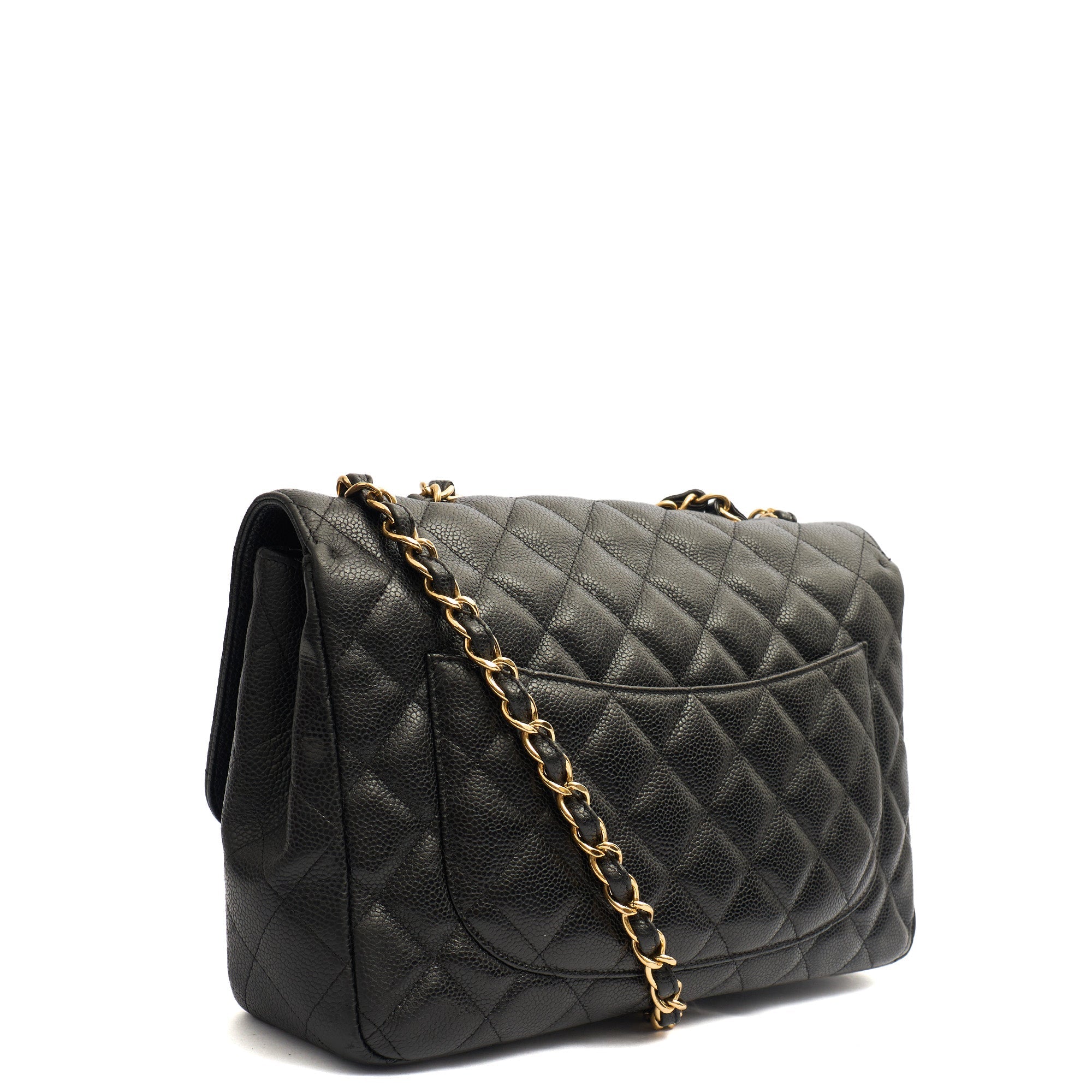 Chanel Shoulder Bag Classic Single Flap - Maxi in Black, Caviar Leather — Top View