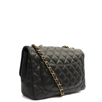 Chanel Shoulder Bag Classic Single Flap - Maxi in Black, Caviar Leather — Top View
