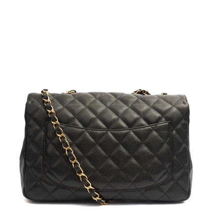 Chanel Shoulder Bag Classic Single Flap - Maxi in Black, Caviar Leather — Detail View
