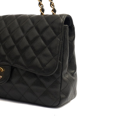 Chanel Shoulder Bag Classic Single Flap - Maxi in Black, Caviar Leather — Alternate View 7