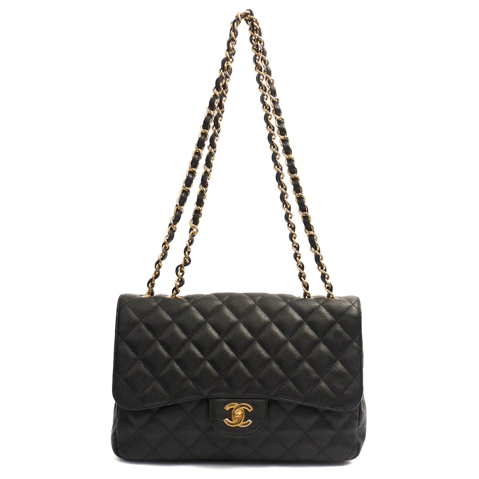 Chanel Shoulder Bag Classic Single Flap - Maxi in Black, Caviar Leather — Alternate View 10