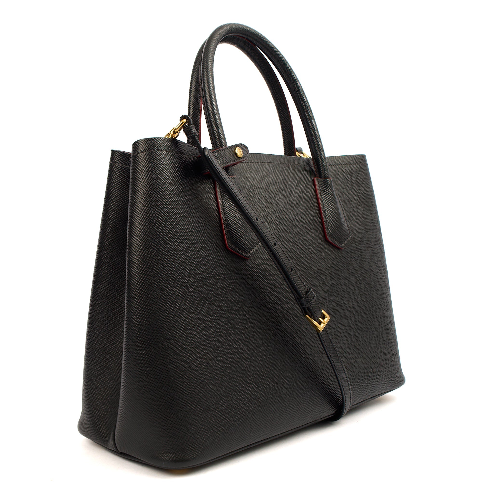 Prada Tote Double Tote - Medium in Black, Saffiano Leather — Alternate View 10