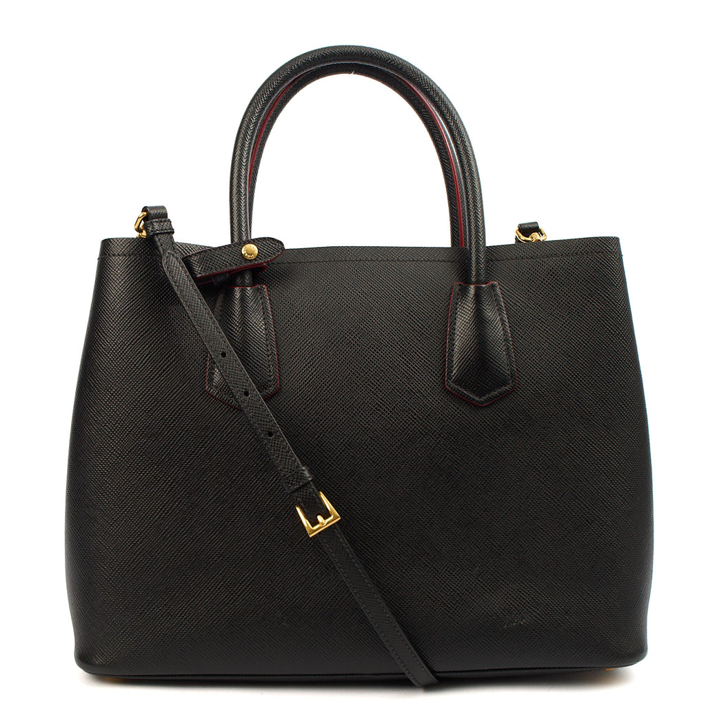 Prada Tote Double Tote - Medium in Black, Saffiano Leather — Alternate View 11
