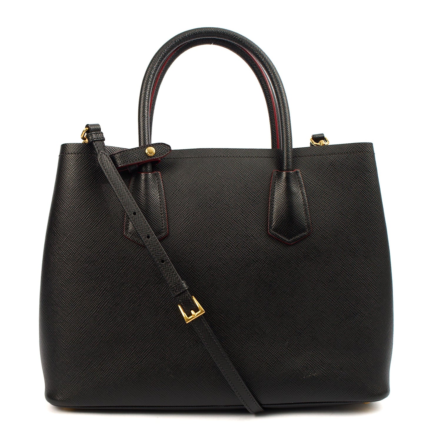 Prada Tote Double Tote - Medium in Black, Saffiano Leather — Alternate View 11