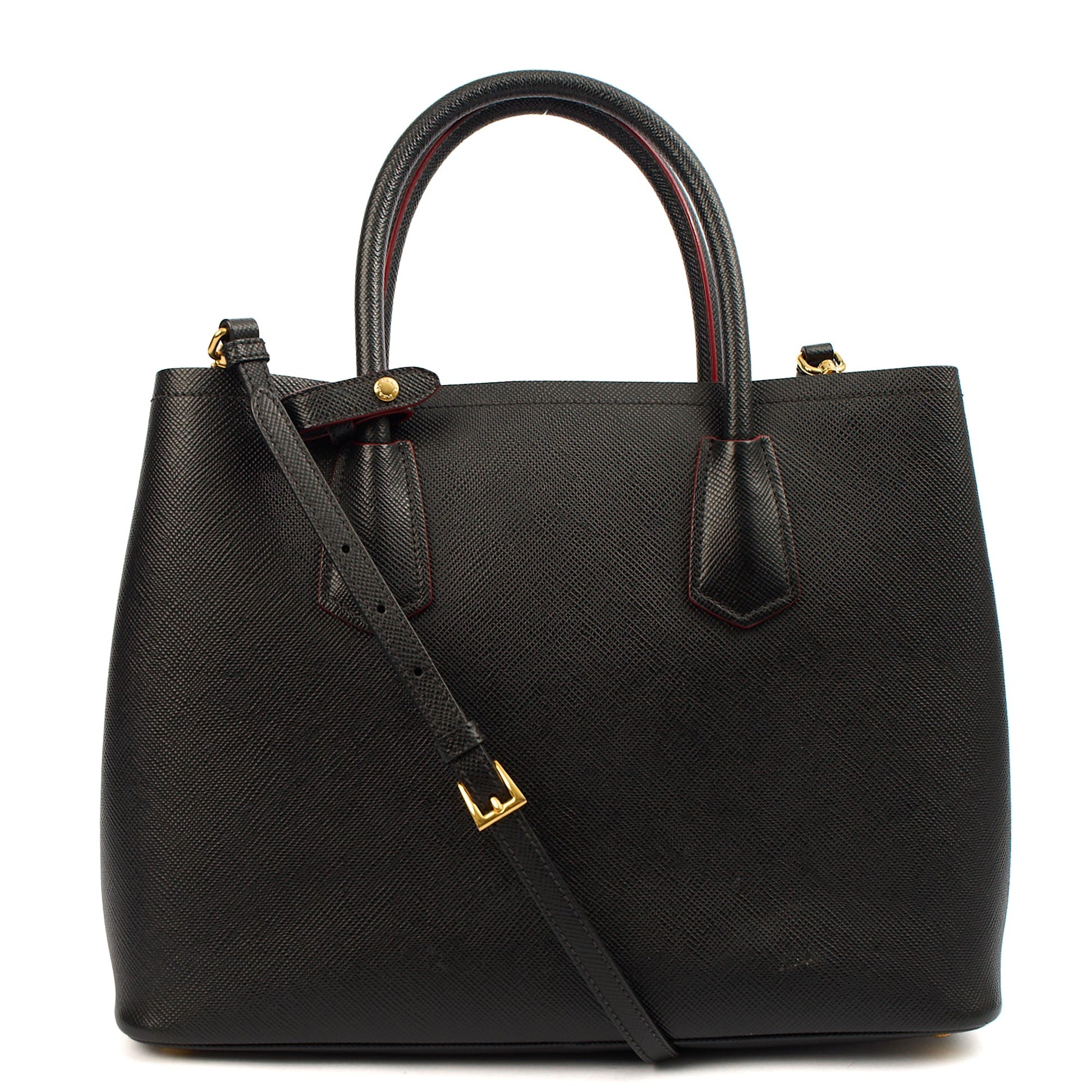 Prada Tote Double Tote - Medium in Black, Saffiano Leather — Alternate View 11
