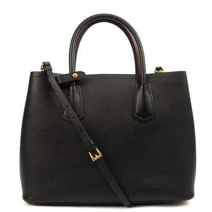 Prada Tote Double Tote - Medium in Black, Saffiano Leather — Alternate View 11