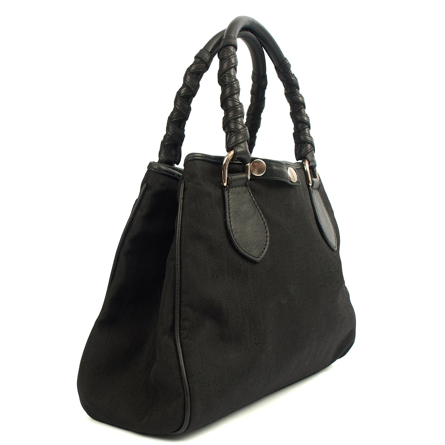 Christian Dior Tote Trotter Boston in Black, Fabric — Back View