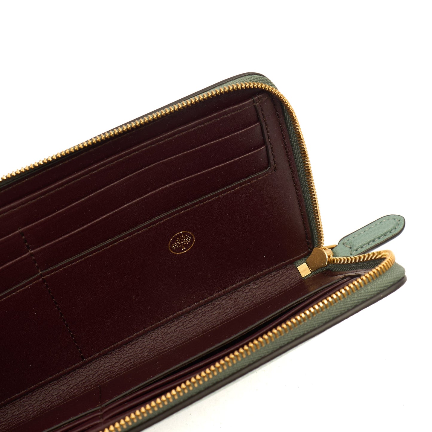 Mulberry Purse Zip Around Wallet - Medium in Green, Calfskin Leather — Alternate View 7