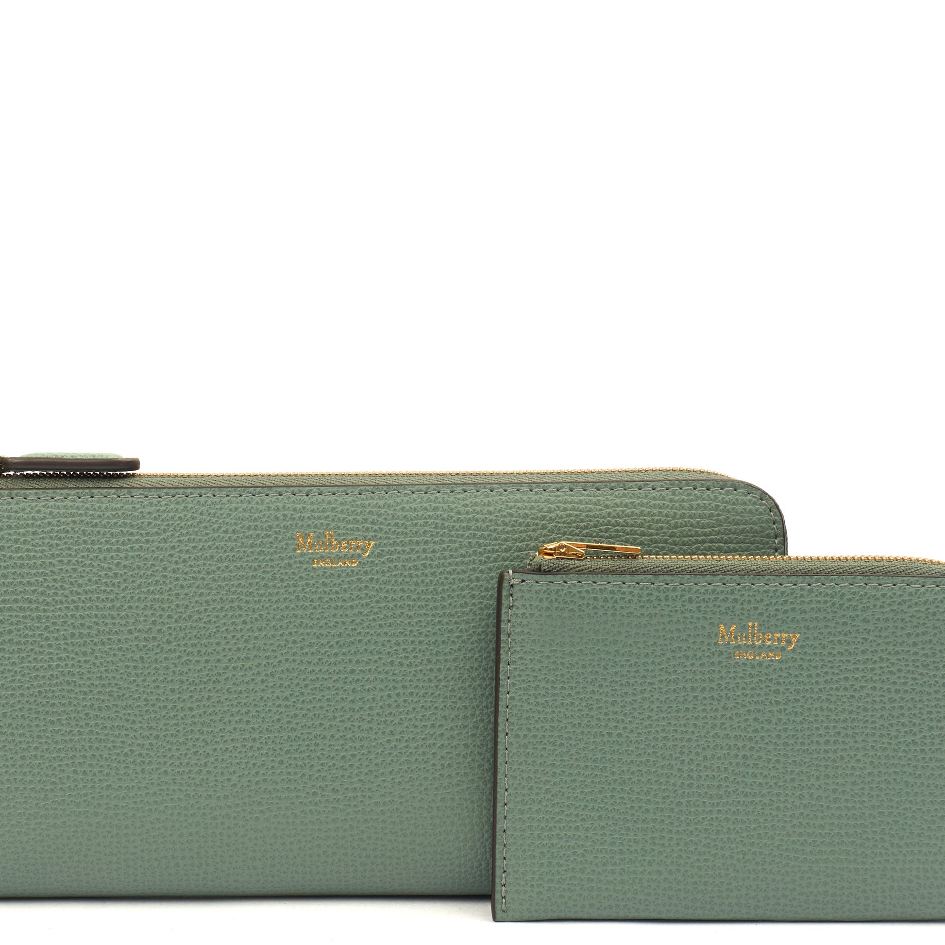 Mulberry Purse Zip Around Wallet - Medium in Green, Calfskin Leather — Lifestyle View