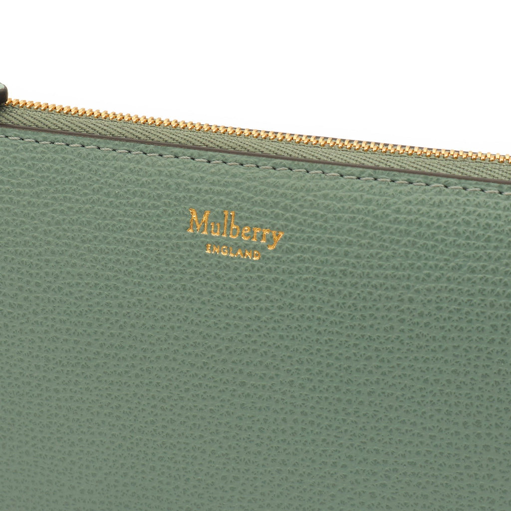 Mulberry Purse Zip Around Wallet - Medium in Green, Calfskin Leather — Side View