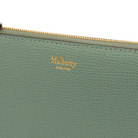 Mulberry Purse Zip Around Wallet - Medium in Green, Calfskin Leather — Side View