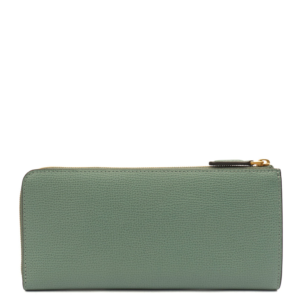 Mulberry Purse Zip Around Wallet - Medium in Green, Calfskin Leather — Top View