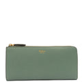 Mulberry Purse Zip Around Wallet - Medium in Green, Calfskin Leather — Front View