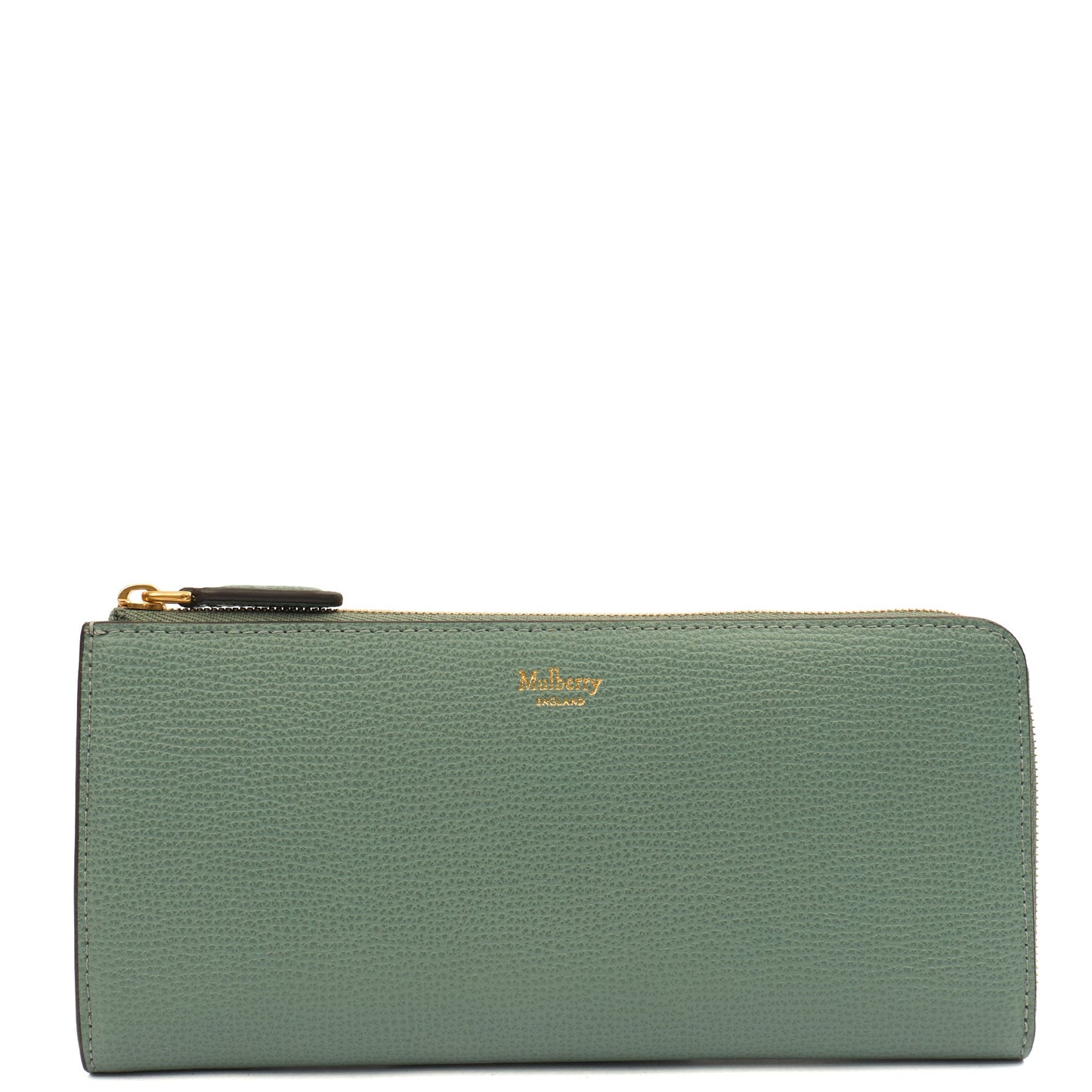Mulberry Purse Zip Around Wallet - Medium in Green, Calfskin Leather — Front View