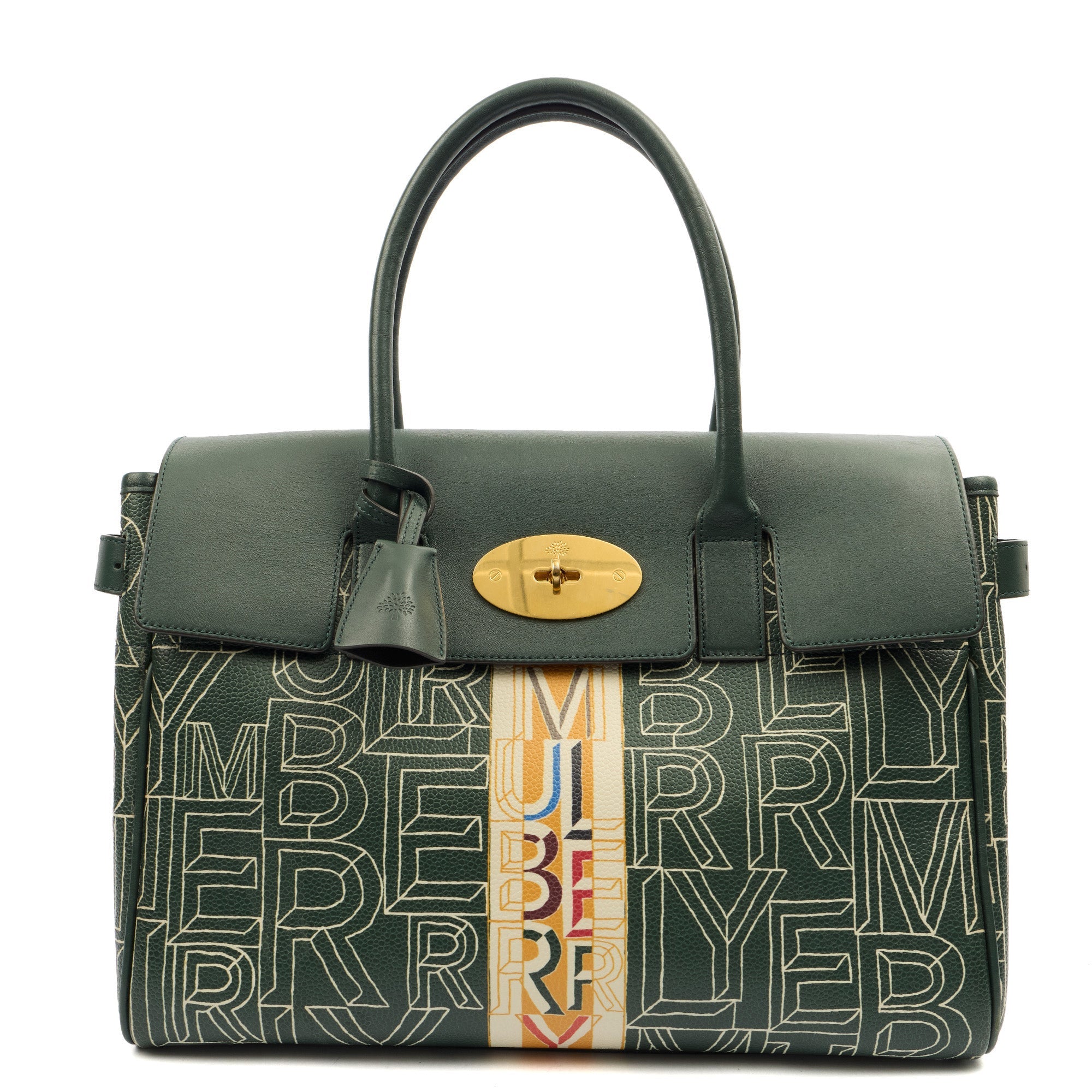 Mulberry Tote Bayswater Heritage in Green, Calfskin Leather — Front View