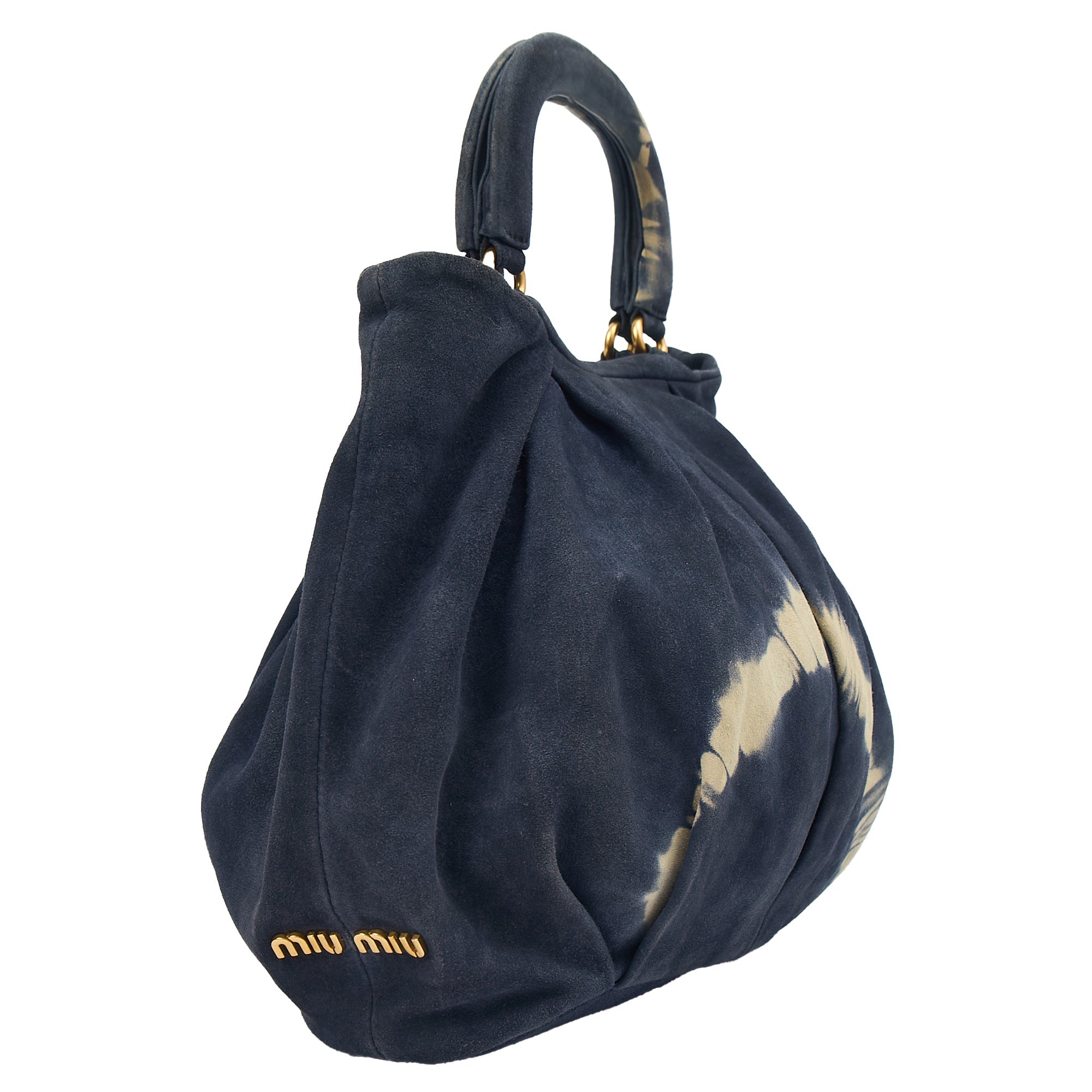 Miu Miu Tote Tote in Blue, Suede — Side View