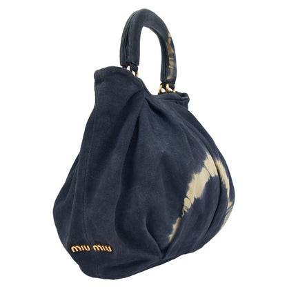 Miu Miu Tote Tote in Blue, Suede — Side View
