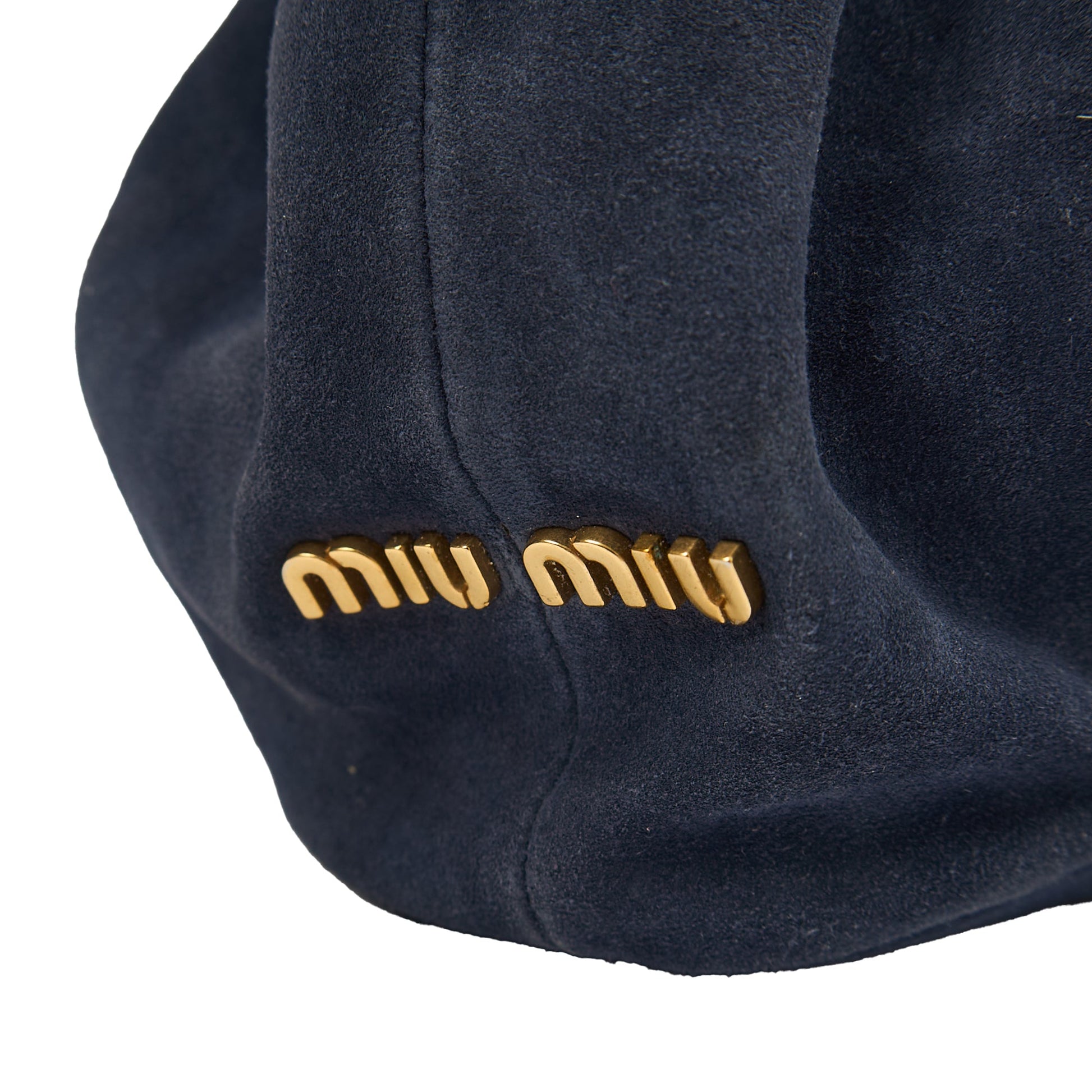 Miu Miu Tote Tote in Blue, Suede — Lifestyle View