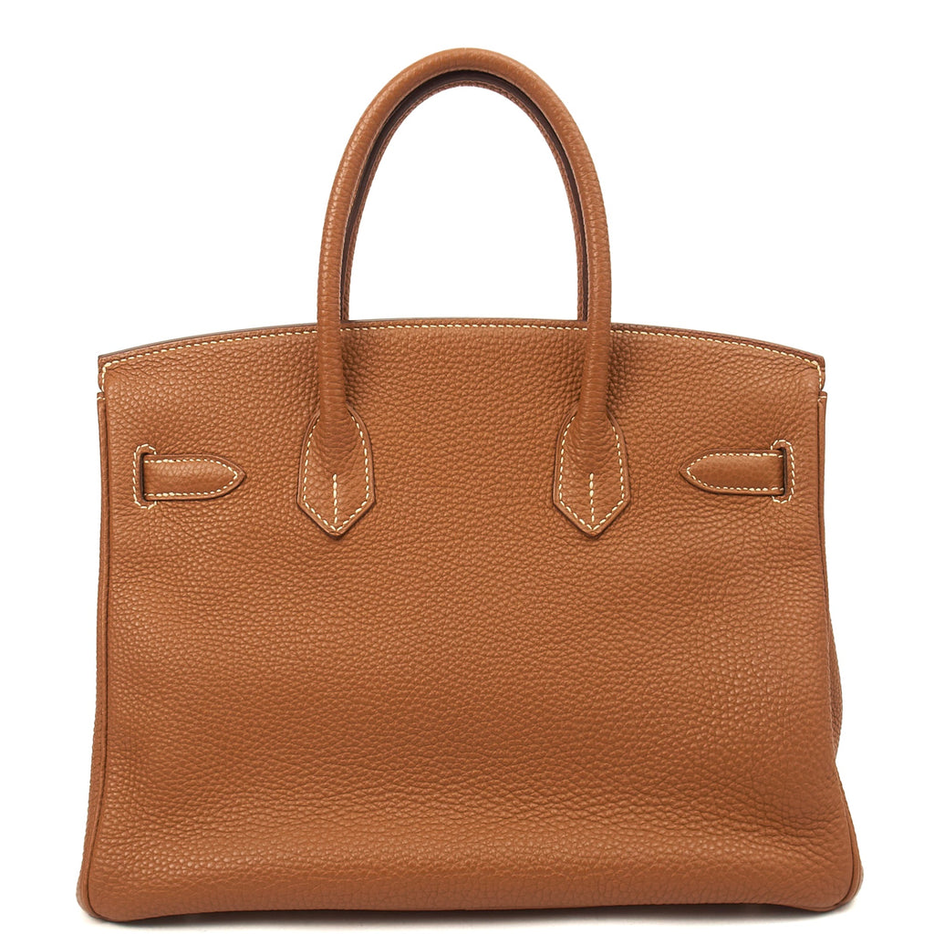 Hermes Birkin 30 in Gold, Togo Leather — Top View