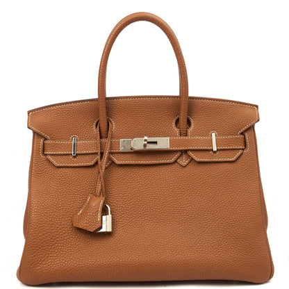 Hermes Birkin 30 in Gold, Togo Leather — Front View