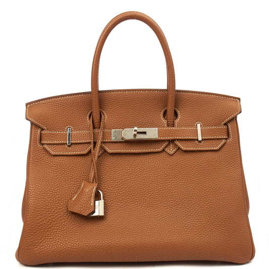 Hermes Birkin 30 in Gold, Togo Leather — Front View