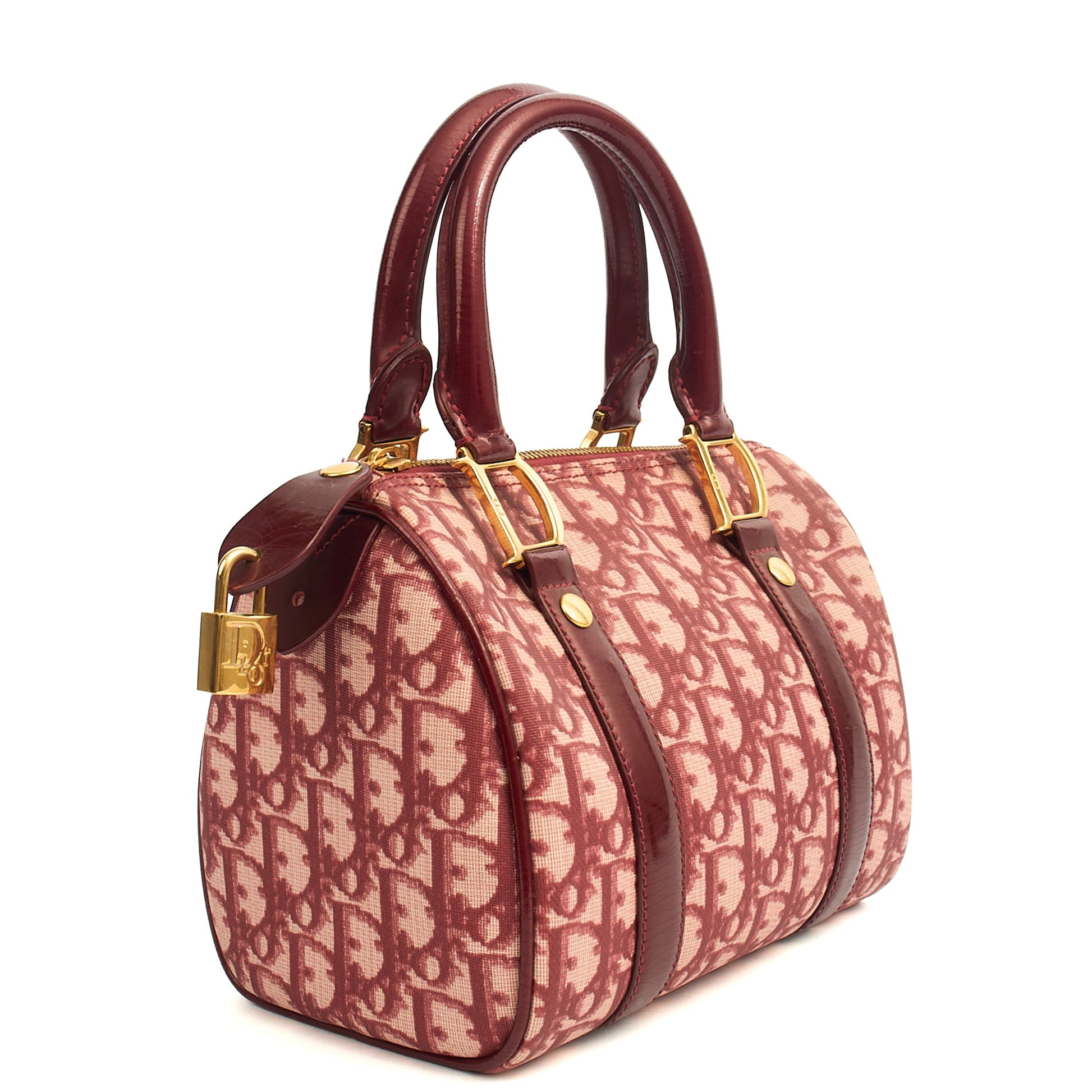 Christian Dior Tote Trotter Boston in Red, Leather — Side View