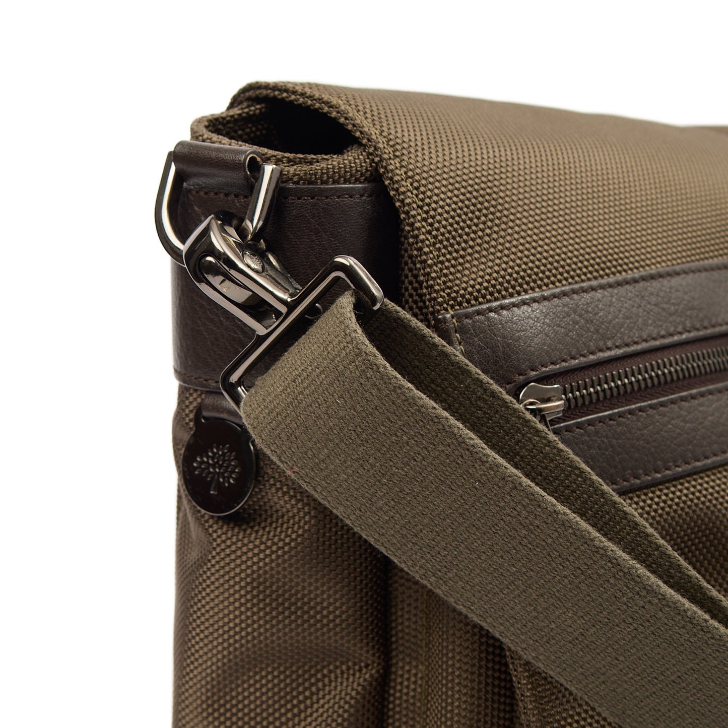 Mulberry Satchel Messenger in Green, Fabric — Side View