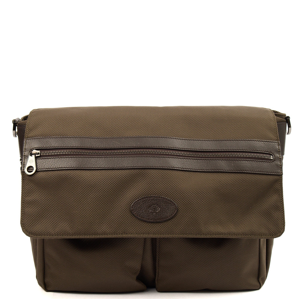 Mulberry Satchel Messenger in Green, Fabric — Front View
