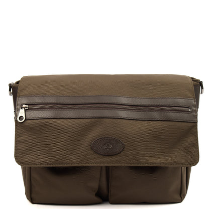 Mulberry Satchel Messenger in Green, Fabric — Front View