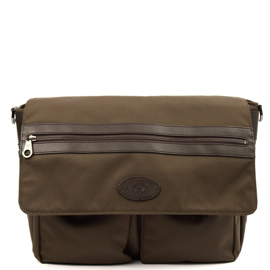 Mulberry Satchel Messenger in Green, Fabric — Front View