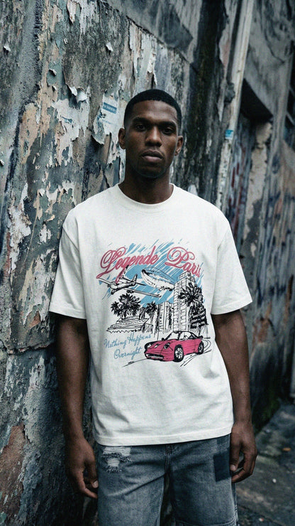 Legende Paris OVERNIGHT SKETCH T-SHIRT - WHITE — XS — Detail View