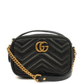 Gucci Cross Body Marmont Shoulder Bag - Mini in Black, Leather — Front View
