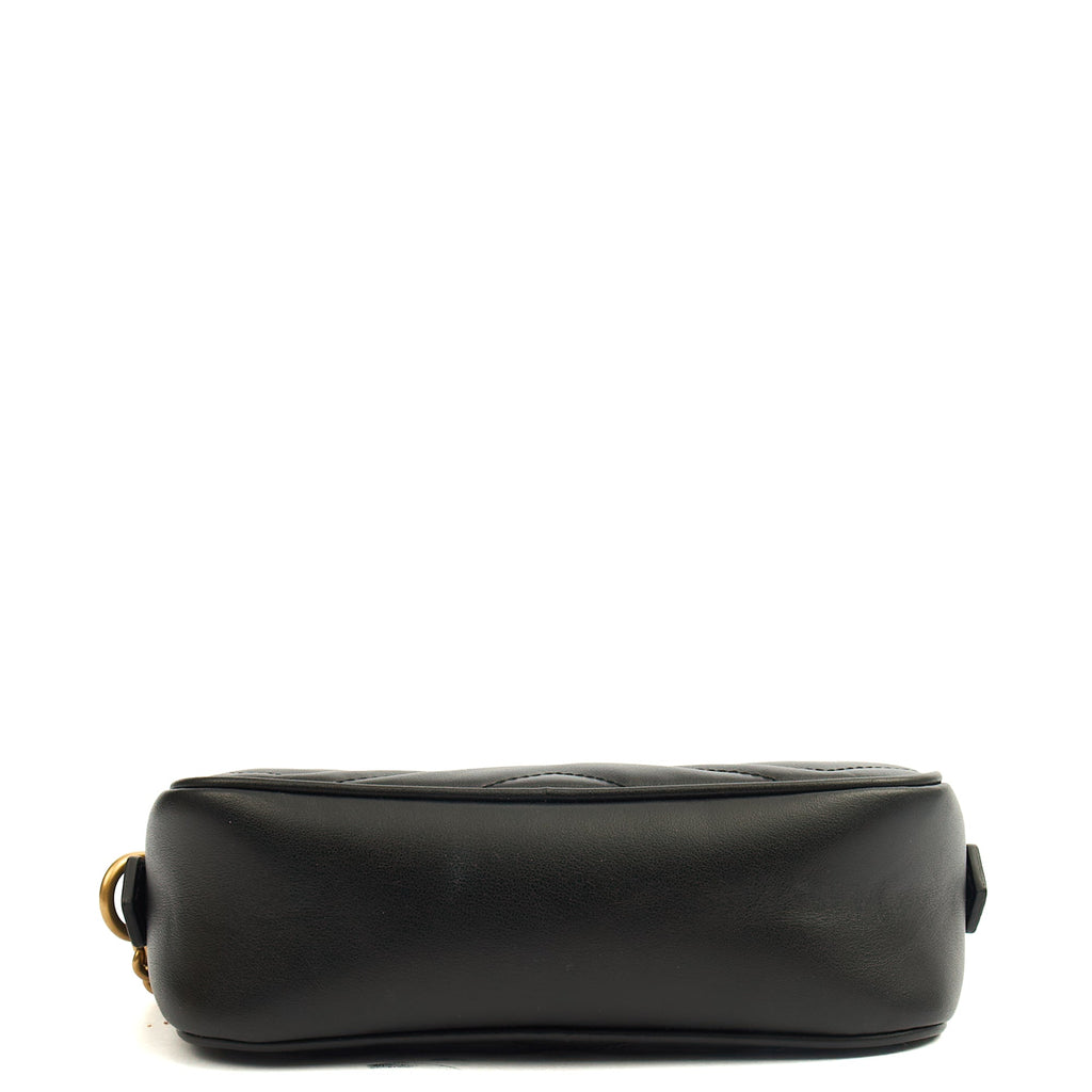 Gucci Cross Body Marmont Shoulder Bag - Mini in Black, Leather — Detail View