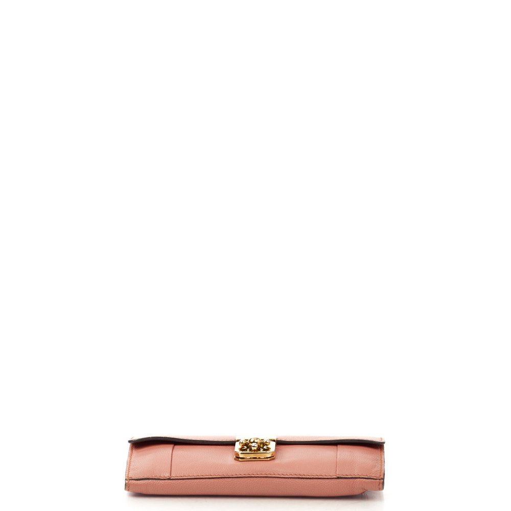 Chloe Purse Elsie Continental Flap Wallet in Nut, Calfskin Leather — Top View