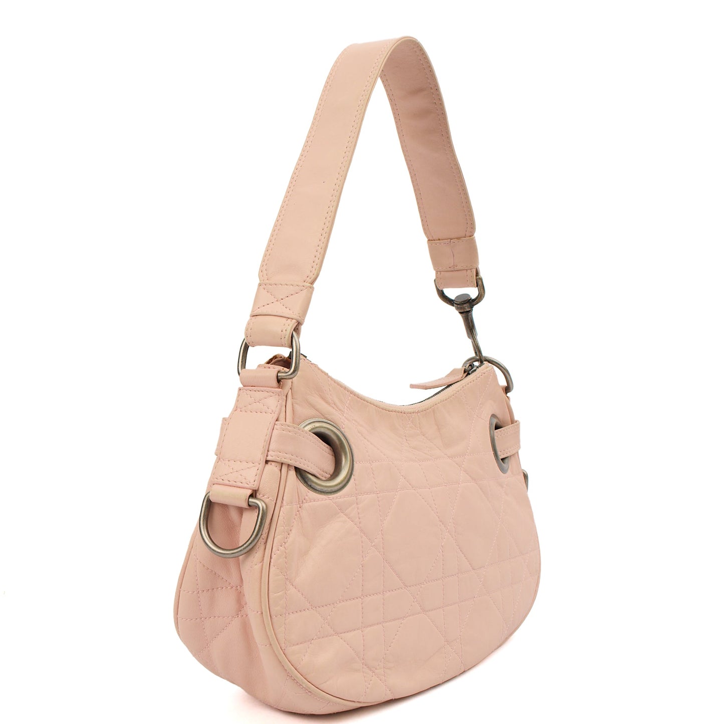 Christian Dior Shoulder Bag Shoulder Bag in Pink, Cannage Quilted Lambskin — Back View