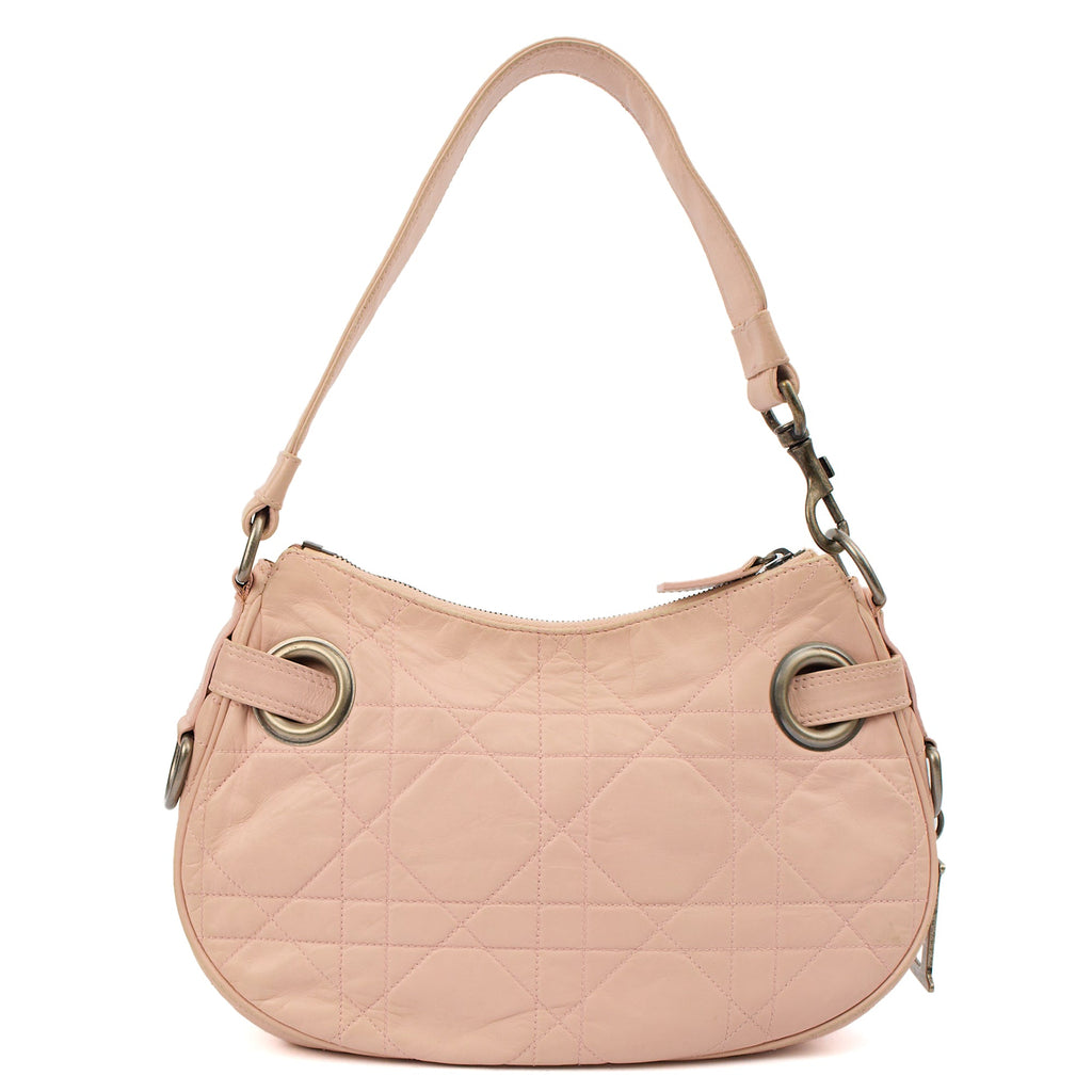 Christian Dior Shoulder Bag Shoulder Bag in Pink, Cannage Quilted Lambskin — Top View