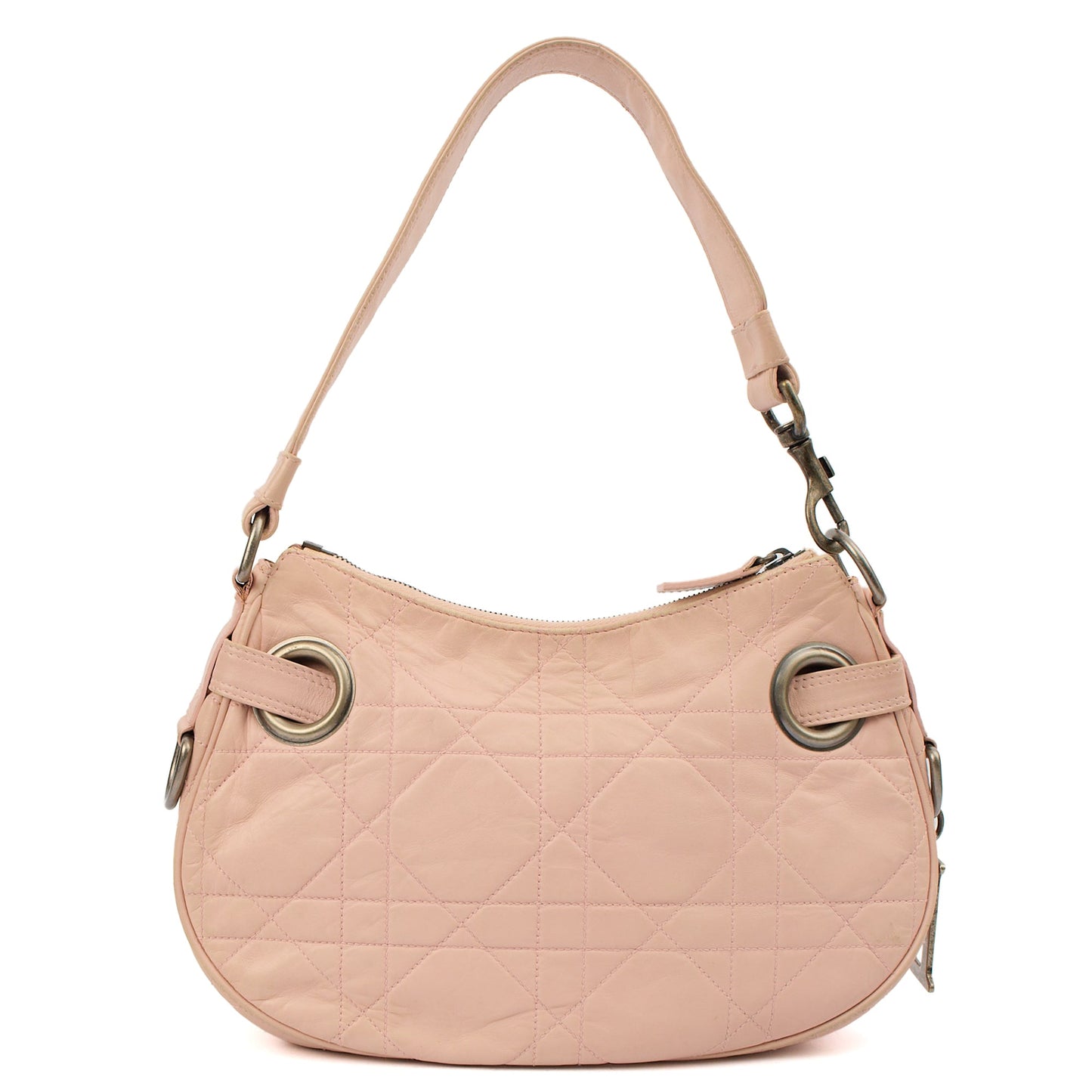 Christian Dior Shoulder Bag Shoulder Bag in Pink, Cannage Quilted Lambskin — Top View