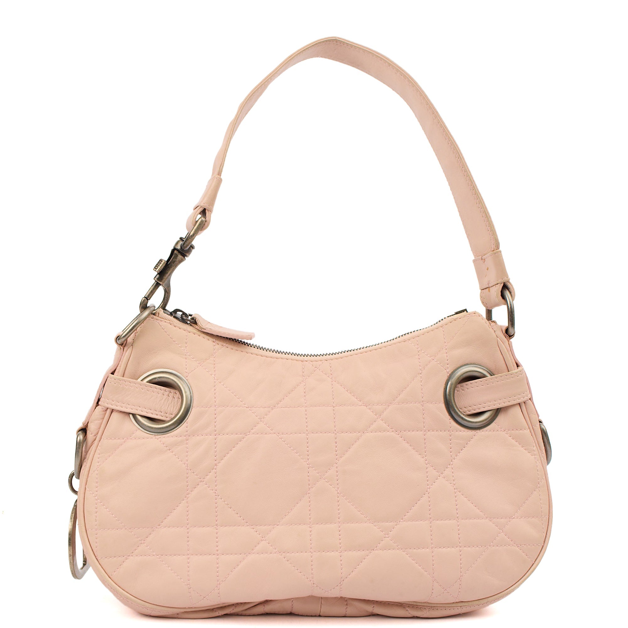 Christian Dior Shoulder Bag Shoulder Bag in Pink, Cannage Quilted Lambskin — Front View