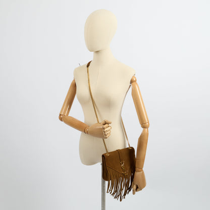Saint Laurent Shoulder Bag Fringe Bag in Brown, Suede — Side View