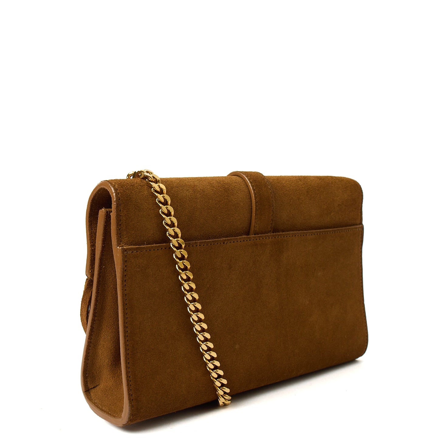 Saint Laurent Shoulder Bag Fringe Bag in Brown, Suede — Back View